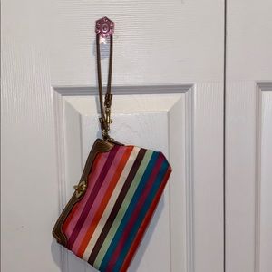 Striped Coach Wristlet